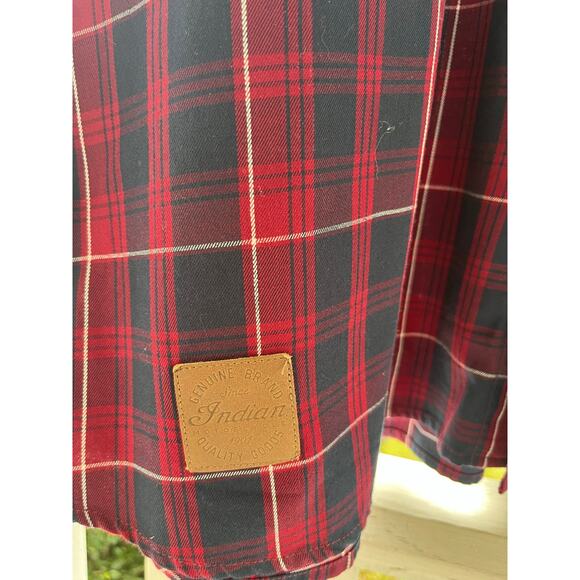 Indian motorcycle embroidered plaid men’s 2XL button up short sleeve shirt- NWT - Picture 5 of 5